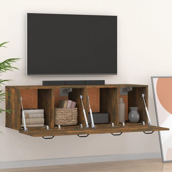 vidaXL Стенни шкафове 2 бр Опушен дъб 80x35x36,5 см инженерно дърво