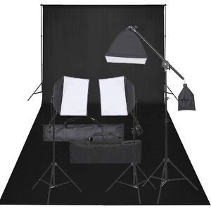 vidaXL Фотографски комплект за студио с комплект лампи и фон