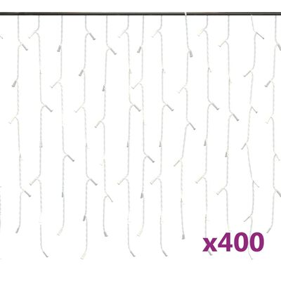 vidaXL LED завеса ледени висулки 10 м 400 LED студено бяло 8 режима