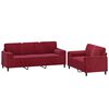 vidaXL Комплект дивани от 2 части с възглавници, виненочервен, кадифе