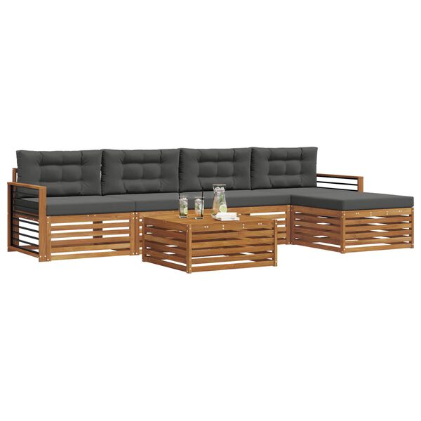 vidaXL Комплект дивани за открито 6 pcs Натурален и Антрацит