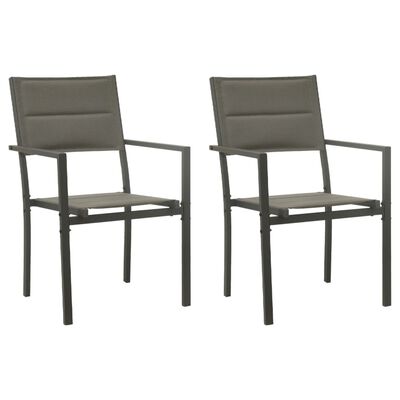 vidaXL Градински столове, 2 бр, textilene и стомана, сиво и антрацит