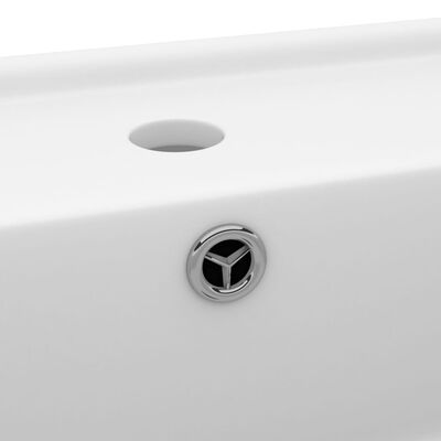 vidaXL Мивка с преливник лукс квадрат бял мат 41x41 см керамика