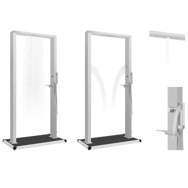 vidaXL Градински душ с корито, WPC, неръждаема стомана