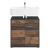FMD Шкаф за мивка за баня с 2 врати, матера, тъмно стар стил