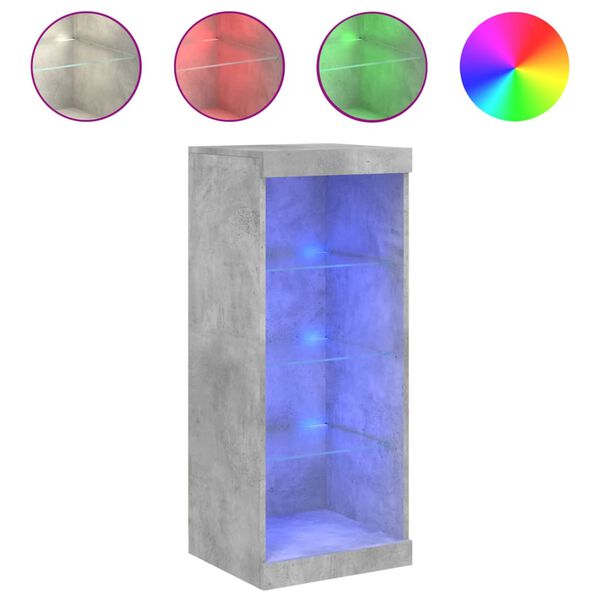 vidaXL Сайдборд с LED светлини, бетонно сив, 41x37x100 см