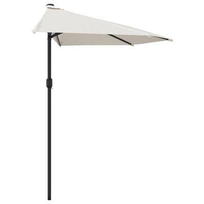 vidaXL Балконски чадър с алуминиев прът, пясъчен, 270x144 см, половин
