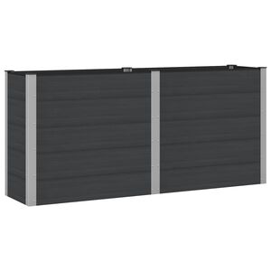 vidaXL Градинска повдигната леха Черно 200 x 50 x 91 cm WPC и алуминий