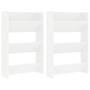 vidaXL Стенни шкафове за обувки, 2 бр, бели, 60x18x90 см, ПДЧ