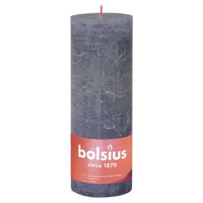 Bolsius Рустик колонни свещи Shine, 4 бр, 190x68 мм, син здрач