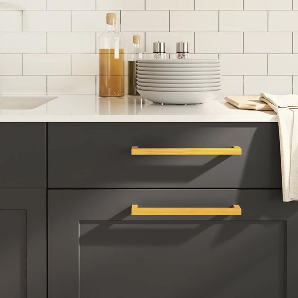 vidaXL Дръжки за шкафове, 5 бр, златисти, 224 мм, неръждаема стомана