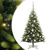 vidaXL Изкуствен коледен дърво с панти 150 LEDs Зелено 120 cm PVC и PE