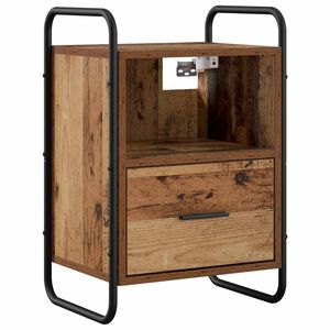 vidaXL Окачен нощен шкаф Старо дърво 40 x 30 x 60 cm