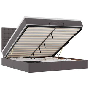 vidaXL Османска легло с матрак, сиво, 180x200 см, изкуствена кожа