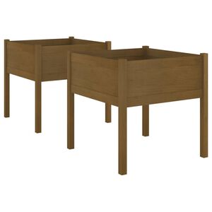 vidaXL Градински сандъци, 2 бр, меденокафяви, 70x70x70 см, бор масив