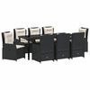 vidaXL Комплект за хранене в градината 9 pcs Черно полиратан