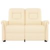 vidaXL 2-местен масажен реклайнер, кремаво, изкуствена кожа