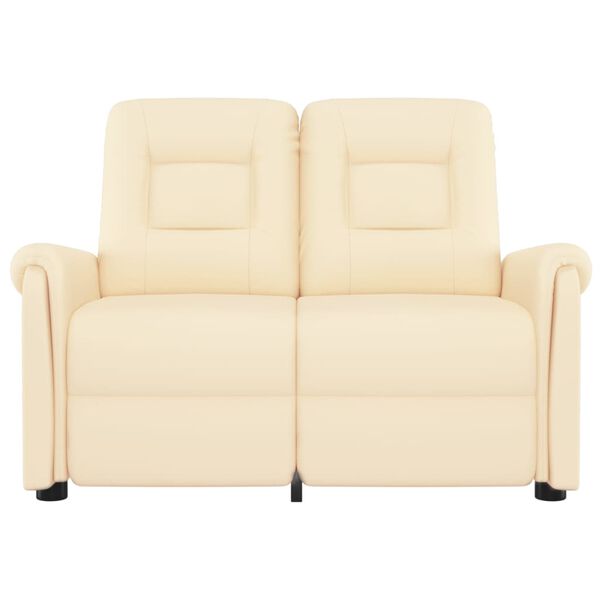vidaXL 2-местен масажен реклайнер, кремаво, изкуствена кожа