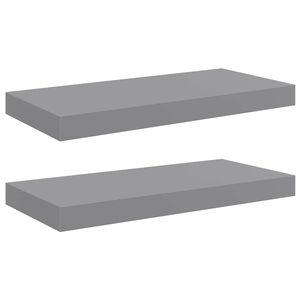 vidaXL Окачени стенни рафтове, 2 бр, сиви, 50x23,5x3,8 см, МДФ