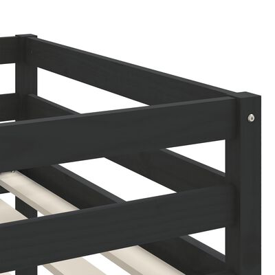 vidaXL Детско високо легло със стълба, черно, 90x190 см, бор масив