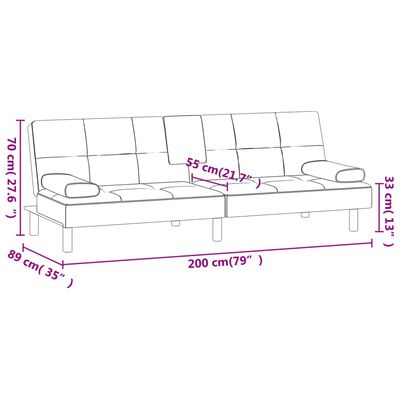 vidaXL Разтегателен диван с поставки за чаши капучино изкуствена кожа