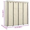 vidaXL Гардероб с 4 отделения, кремав, 175x45x170 см