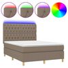 vidaXL Боксспринг легло с матрак и LED, таупе, 140x190 см, плат
