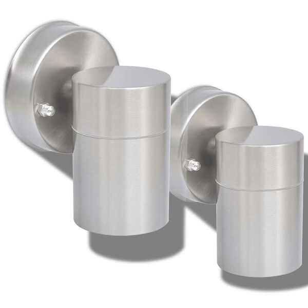 vidaXL Външни LED прожектори, неръждаема стомана, насочени надолу, 2бр