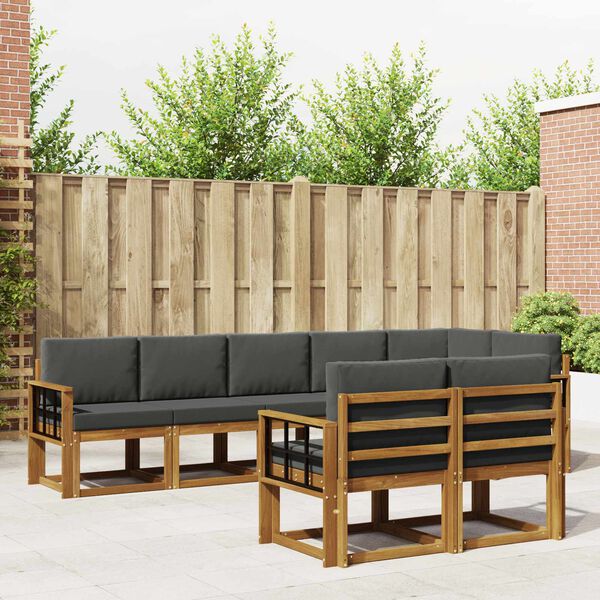 vidaXL Комплект дивани за открито 8 pcs Натурален и Антрацит