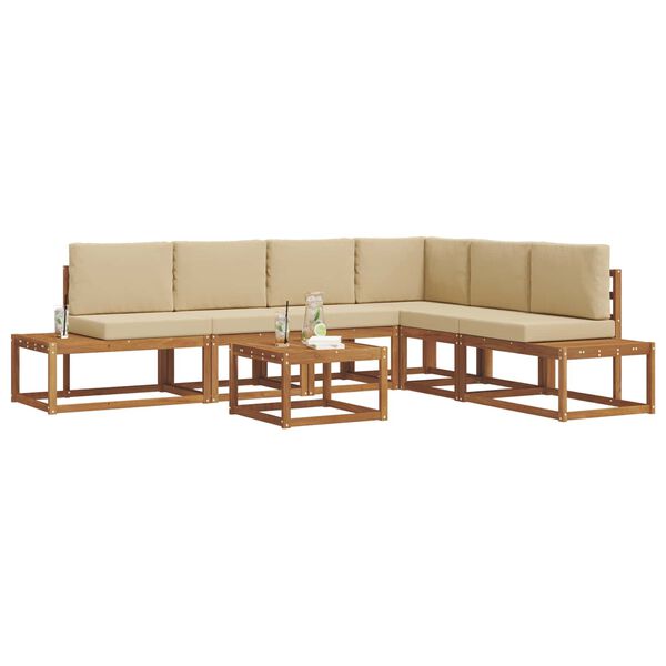 vidaXL Комплект дивани за открито 7 Брой Натурален и Бежов
