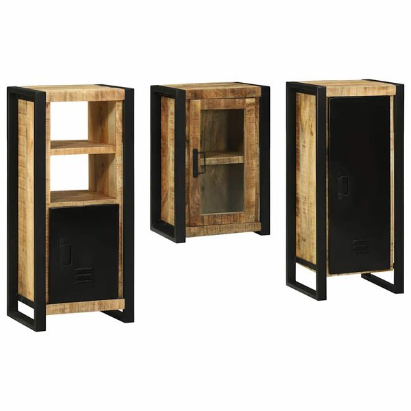 vidaXL Комплект мебели за баня 3 pcs Кафяво Солидно мангово дърво