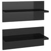 vidaXL Стенни рафтове, 2 бр, черен гланц, 40x11,5x18 см