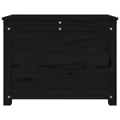vidaXL Кутия за съхранение, черен, 60x32x45,5 см, борово дърво масив