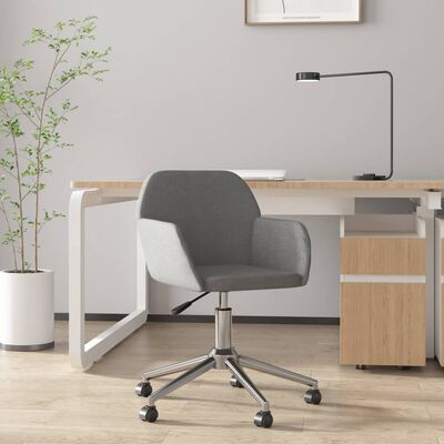 vidaXL Въртящ се офис стол, светлосив, текстил