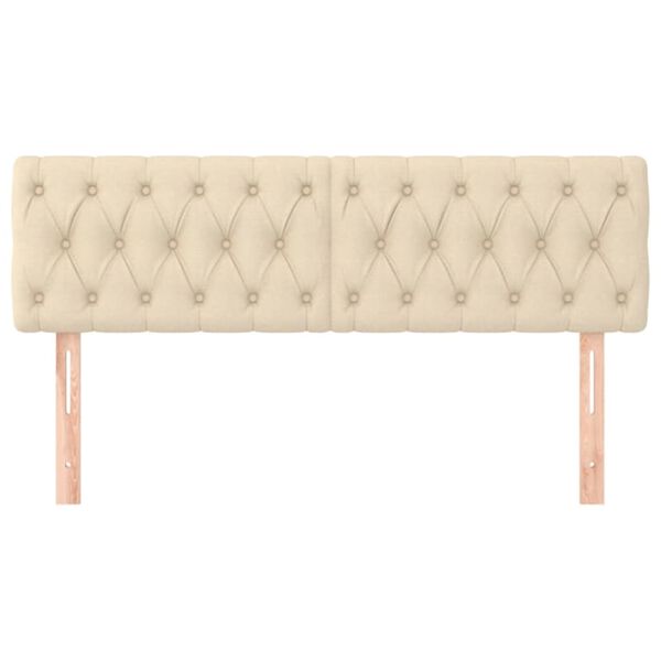 vidaXL Табла за легло, кремава, 160x7x78/88 см, плат