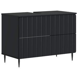 vidaXL Шкаф за мивка в баня ZWOLLE Черно 82 x 41 x 58,5 см