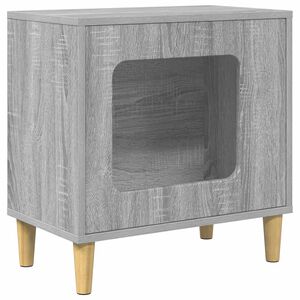vidaXL Къща за котки Сив Сонома 51 x 30 x 52 см Инженерна дървесина