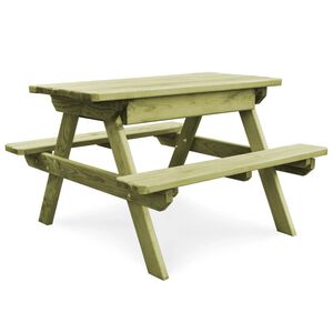 vidaXL Детска маса за пикник с пейки 90x90x58 см импрегниран бор