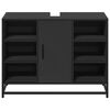 vidaXL Шкаф за мивка за баня, черен, 80x33x60 см, инженерно дърво