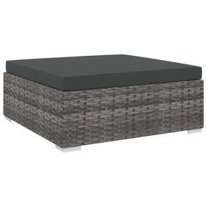 vidaXL Модулна табуретка с възглавница, 1 бр, полиратан, сива
