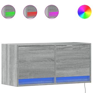 vidaXL Стенен ТВ шкаф с LED осветление, сив сонома, 80x31x38 см