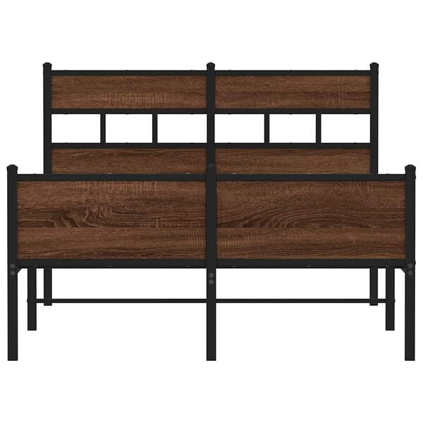 vidaXL Рамка за легло без матрак кафяв дъб 120x200 см инженерно дърво