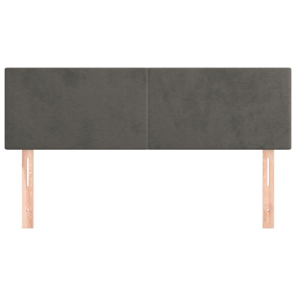 vidaXL Горни табли за легло, 2 бр, тъмносиви, 72x5x78/88 см, кадифе