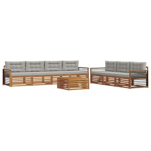 vidaXL Комплект дивани за открито 8 pcs Естествено и светло сиво