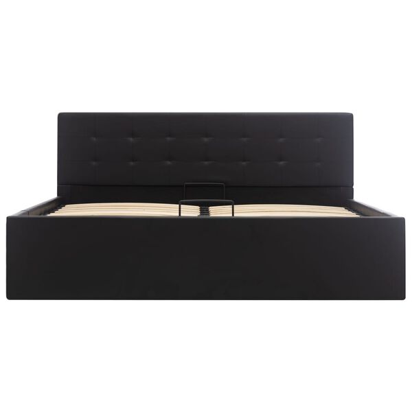 vidaXL Легло с повдигащ механизъм, черно, изкуствена кожа, 160x200 cм