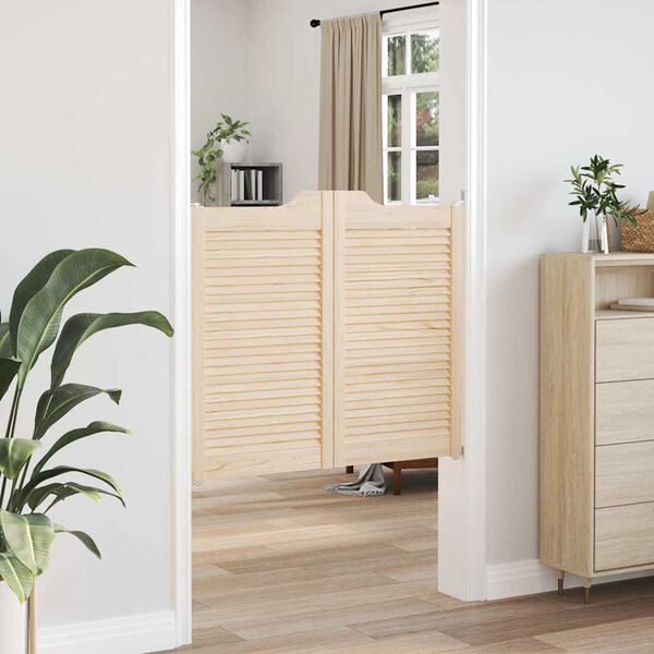 vidaXL Люлеещи се врати Louvred Design 1-Pair масивна дървесина бор