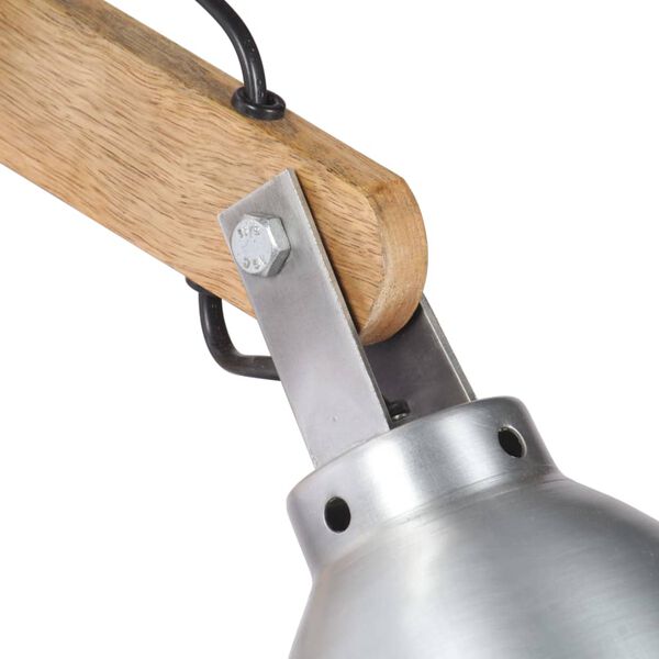 vidaXL Стенна лампа, E27, сребристо, масивно мангово дърво и желязо