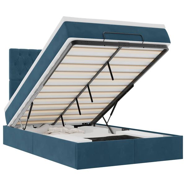 vidaXL Османска легло с матраци, тъмносиньо, 120x190 см, кадифе