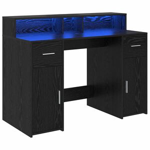 vidaXL Бюро с чекмедже Черен дъб 120 x 55 x 91 см Инженерна дървесина