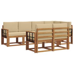 vidaXL Комплект дивани за открито 7 pcs Натурален и Бежов